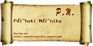 Páhoki Mónika névjegykártya